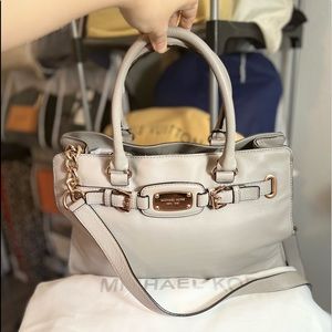 SOLD! MK East-West Hamilton/gray satchel tote shoulder rose gold hardware
